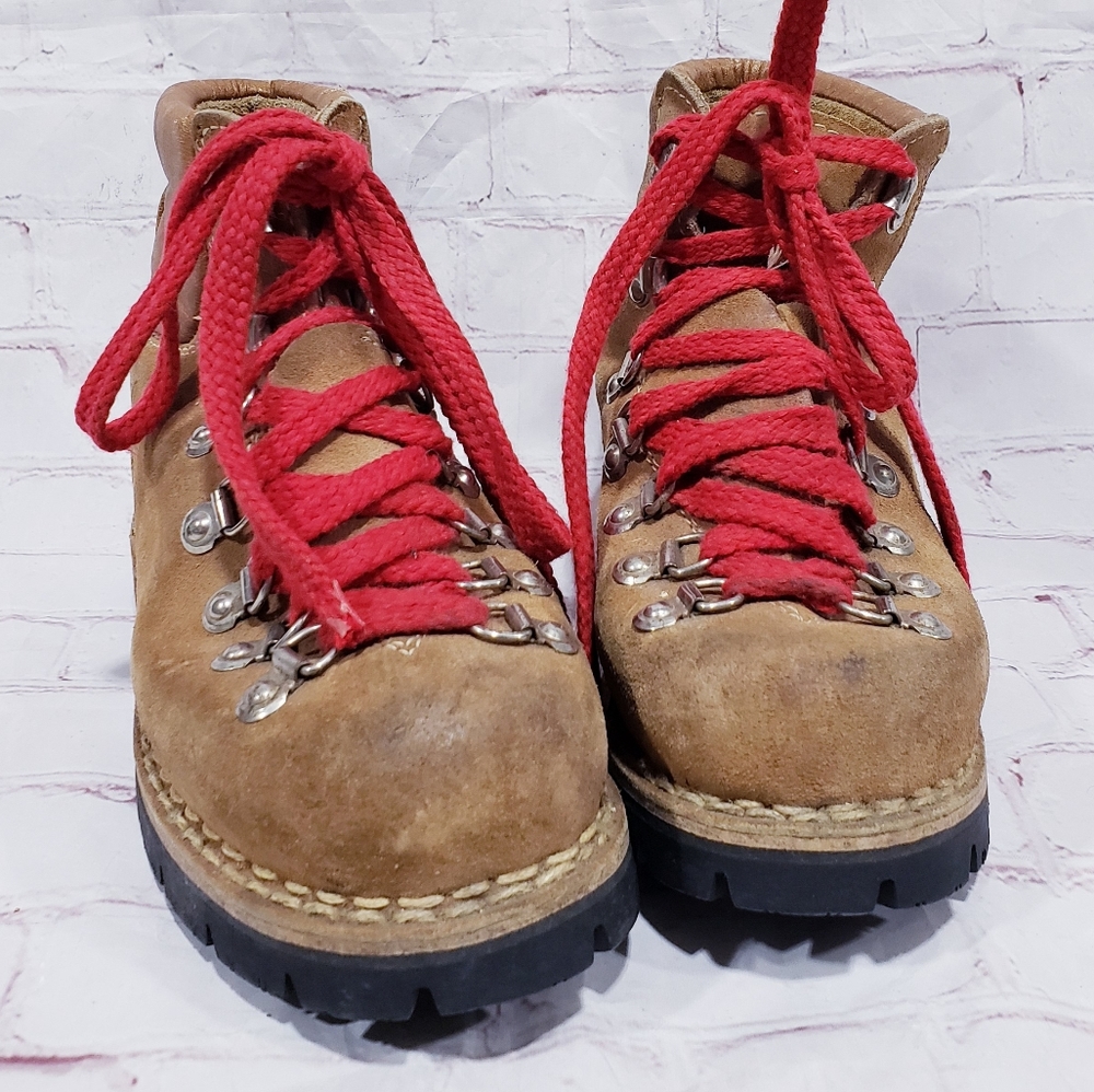 Vintage Hiking Boots with Red Laces